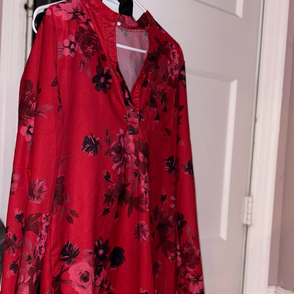 Red and black dress shirt